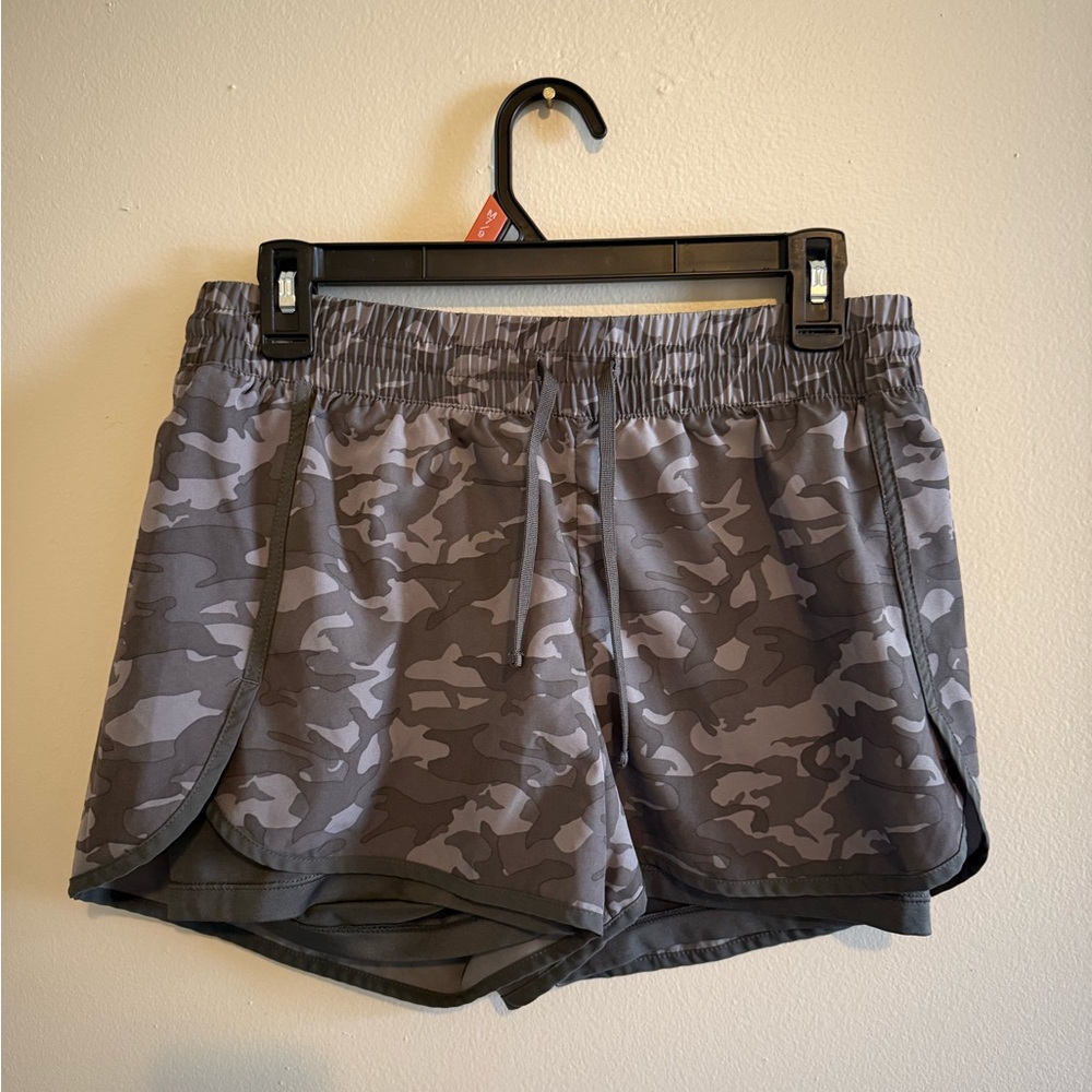 Velocity Gray Camo Athletic Shorts Lightweight Elastic Waistband
